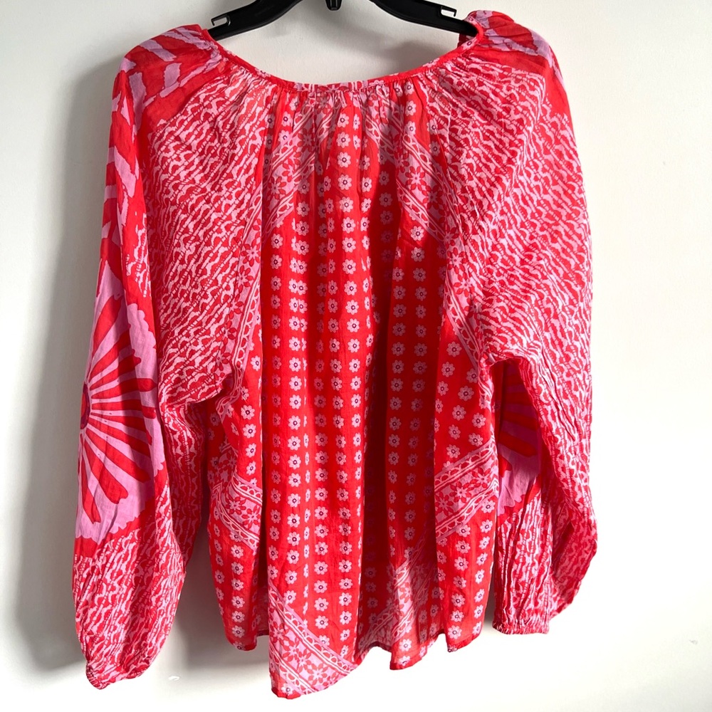FREE PEOPLE Boho Floral Printed Flowy Blouse - Size XS - Red Combo - NWT - Picture 5 of 16